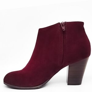 New Womens Side Zip Vegan Suede Low Stacked Heel Chelsea Ankle Bootie